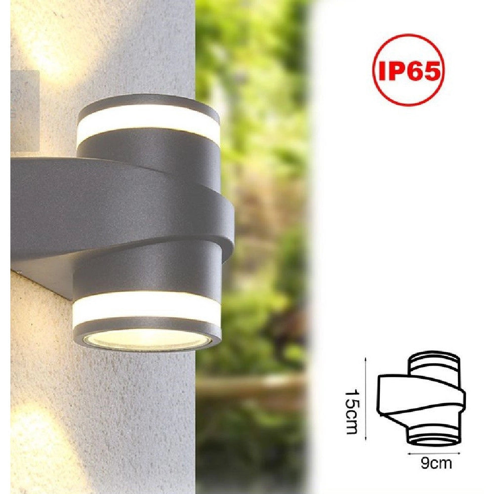 Trade Shop - Applique In Alluminio 2x7w Con Doppia Emissione Corpo Grigio Luce 4000k Xc-9288 -