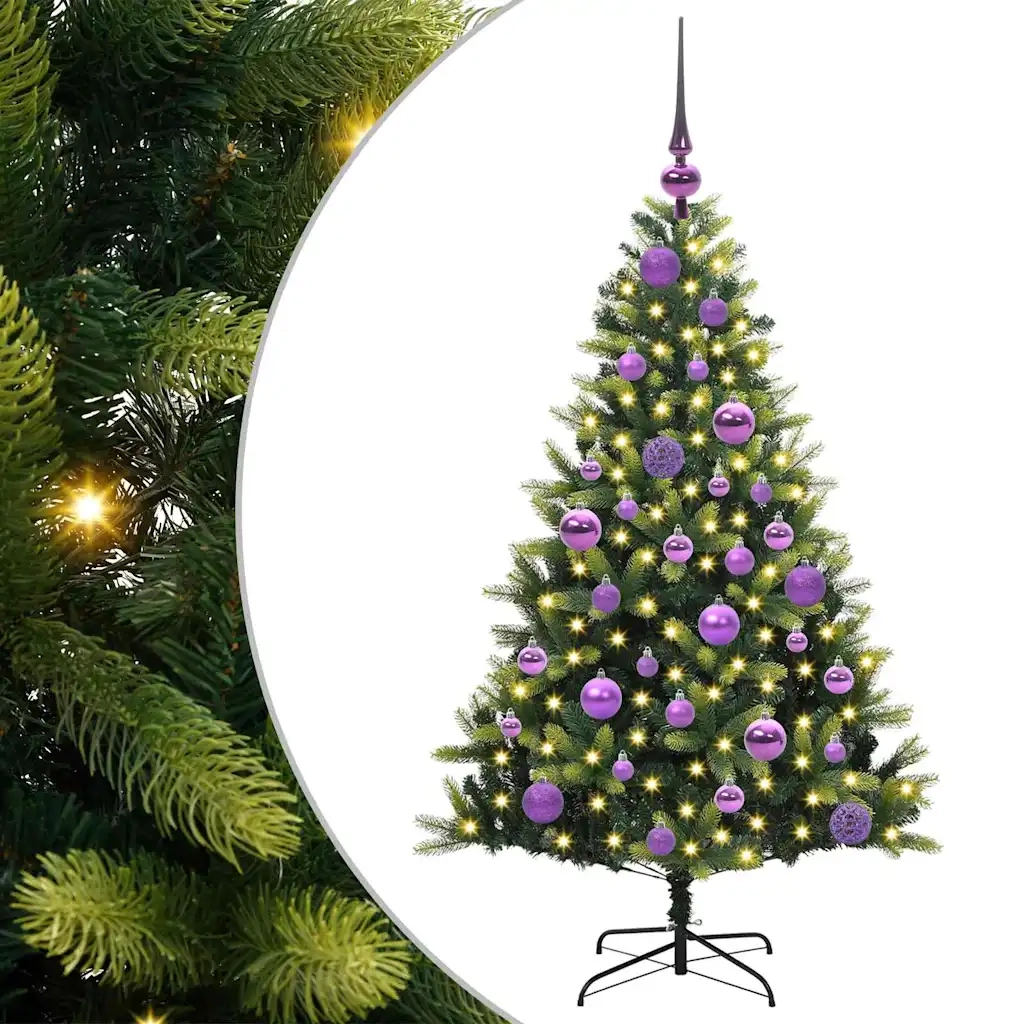 Albero di Natale Artificiale Pieghevole 150 LED Verde 120 cm 3395979