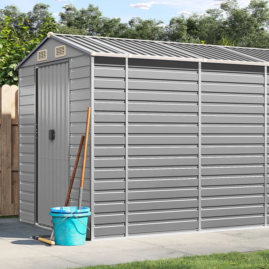 Casetta da giardino grigio chiaro 191x895x198 cm in acciaio zincato 3188251