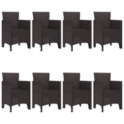 Set Pranzo Giardino 9 Pezzi Marrone Polyrattan
