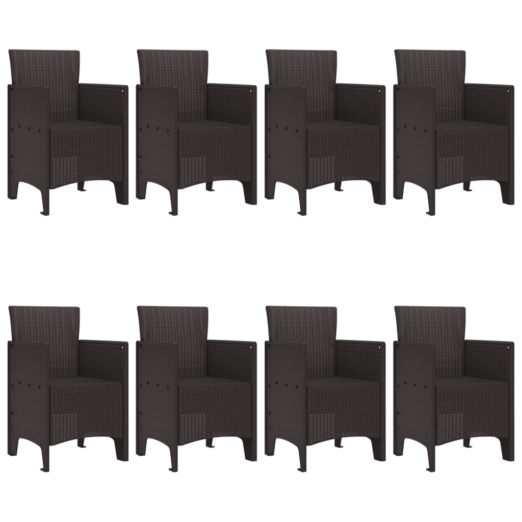 Set Pranzo Giardino 9 Pezzi Marrone Polyrattan