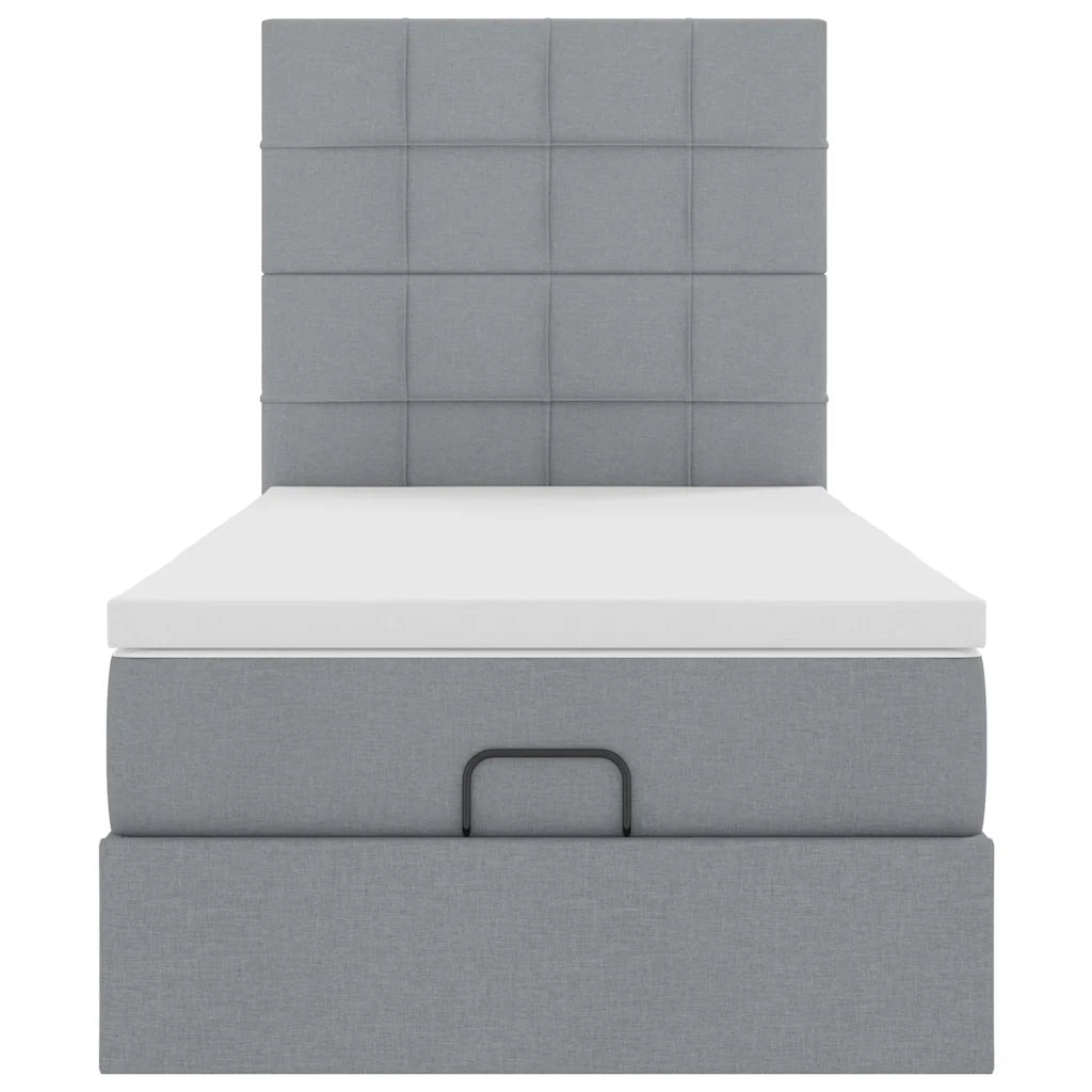 vidaXL Pouf Letto con Materasso e LED Grigio Chiaro 80x200cm Tessuto