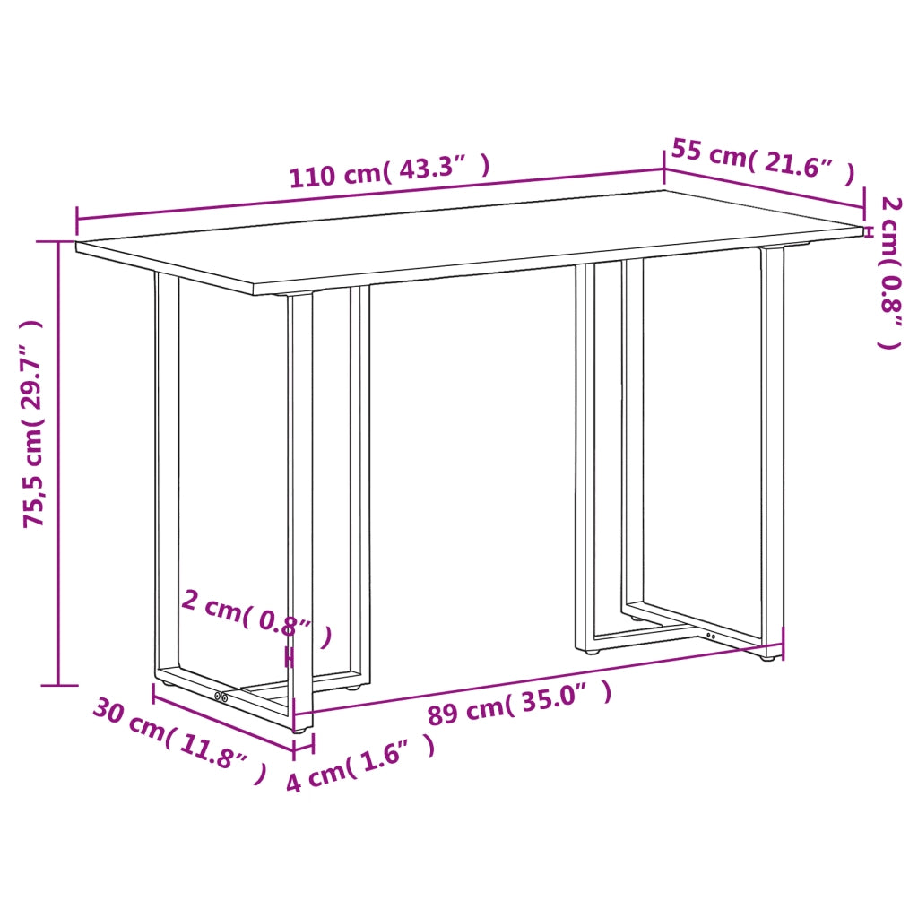 Tavolo da Pranzo 110x55x75,5 cm in Legno Massello di Mango 353800
