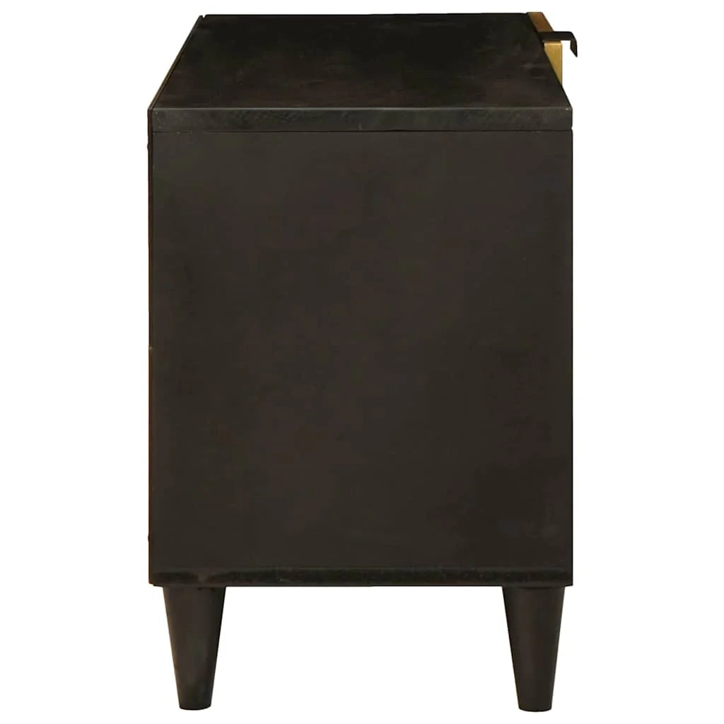 Mobile porta TV funzionale rettangolare 80 x 33 x 46 cm stile moderno chic legno ingegnerizzato nero 02_0057759
