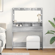 Tavolo da Trucco con Luci LED Grigio Sonoma 100x41x135 cm