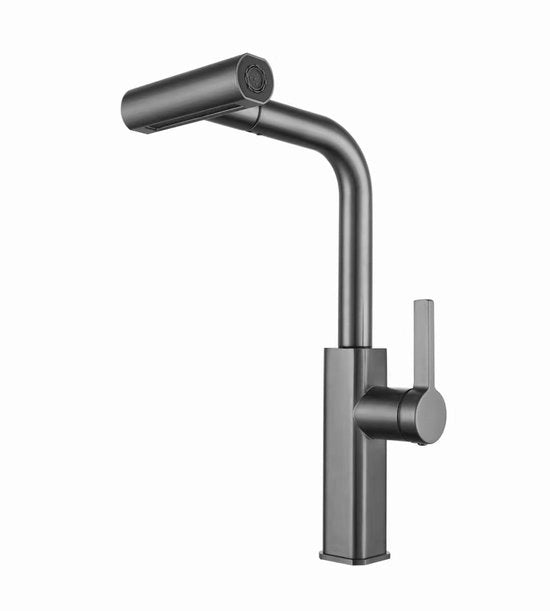 Rain-Fair keukenkraan 360° rotativa con sproiettatore estensibile, miscelatore, rubinetto di scarico, 3 posizioni di sputo, acciaio inossidabile, grigio