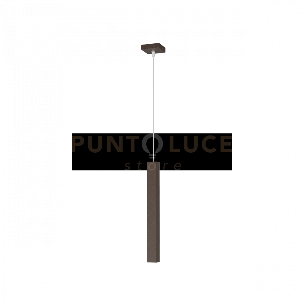 SQUARE TUBE SOSPENSIONE 1 LUCE MARRONE CAVO CM.250 CON BASE 1173-S1-MA