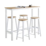 Set 5 Tavolo con 4 sgabelli,Bancone Bar tavolo bar con sgabelli penisola cucina Bianco OGT22-WN