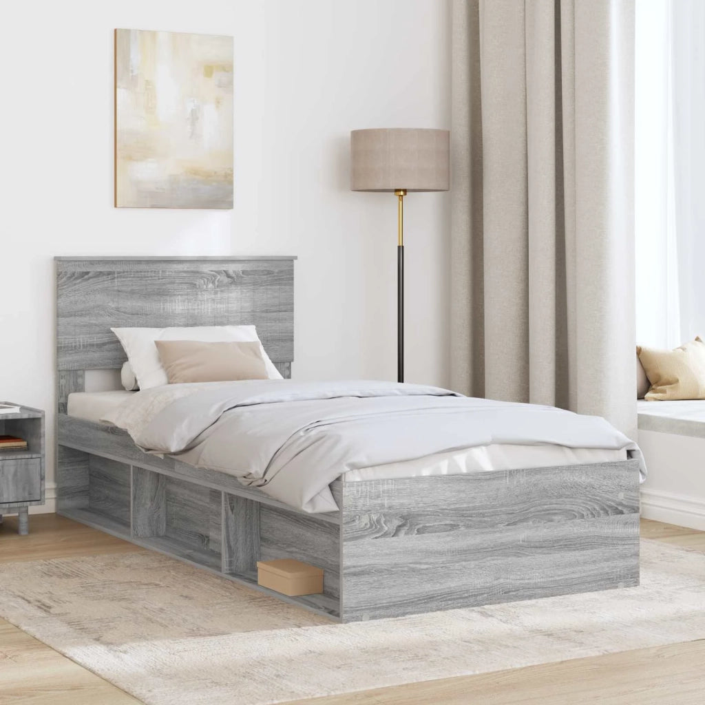 Struttura del letto Grigio Sonoma 90 x 190 cm Pino massello