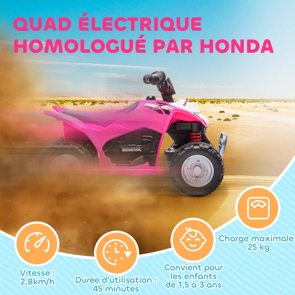 Quad Elettrico Bambini 6V Rosa ¨C Xylo ¨C Fari LED, Clacson, Velocit¨¤ 2,8 km/h