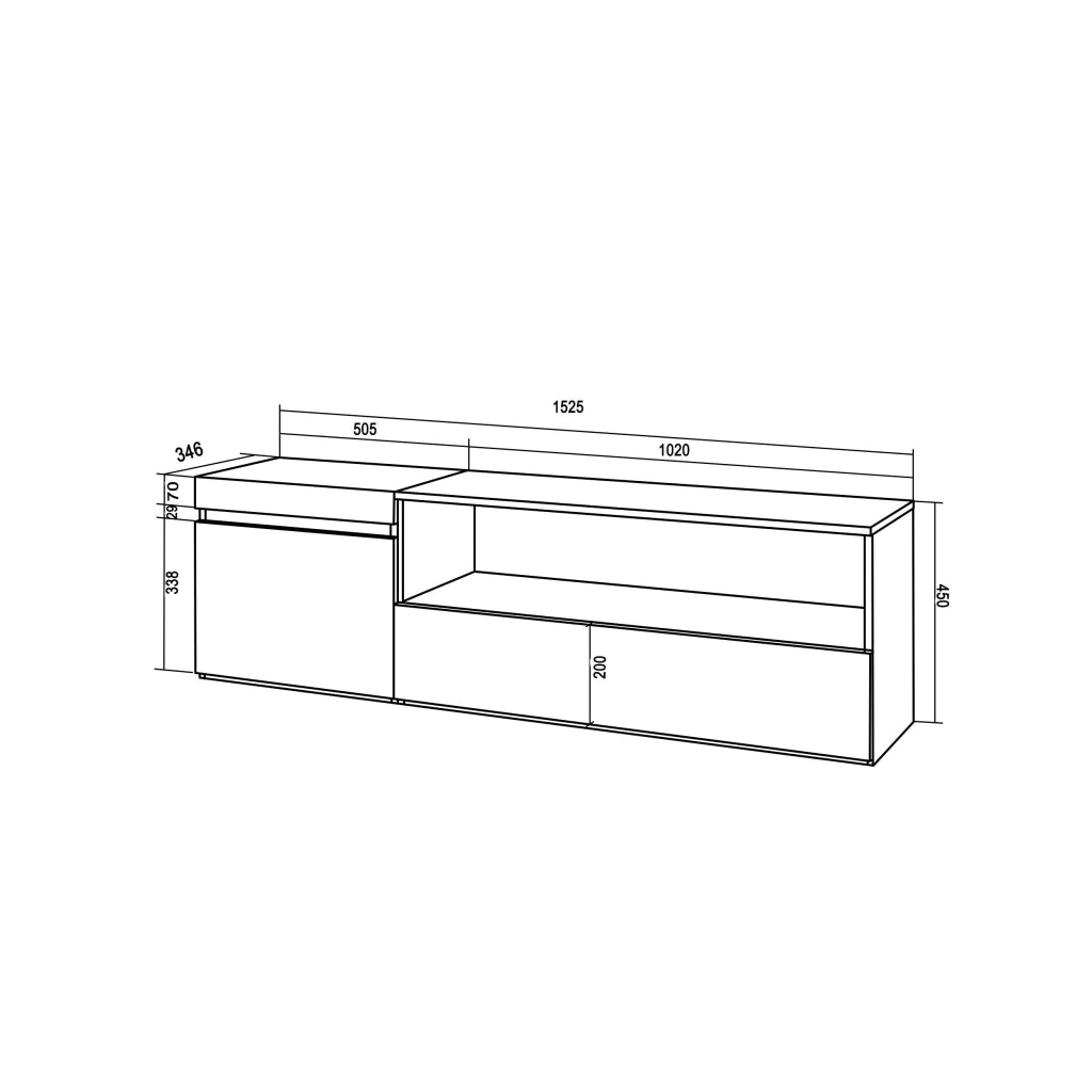Mobile TV Soggiorno, 150x35x45cm, Per TV fino a 65", Mobile Soggiorno, colore Rovere e nero RF2433