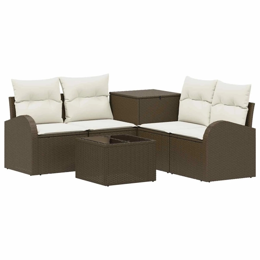 Set di divani 6 pz Marrone e Bianco Crema 3447184