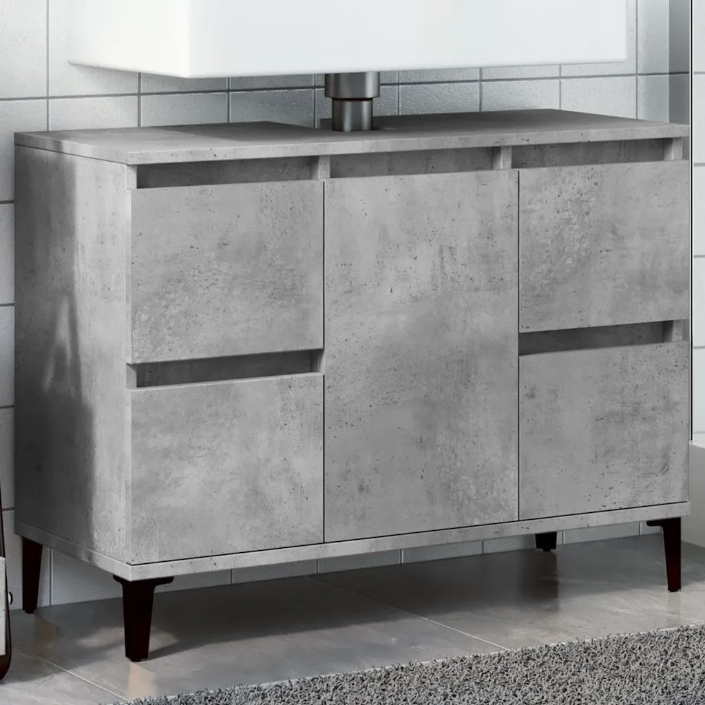 Mobile Lavabo Grigio Cemento 80x33x60 cm in Legno Multistrato 857128