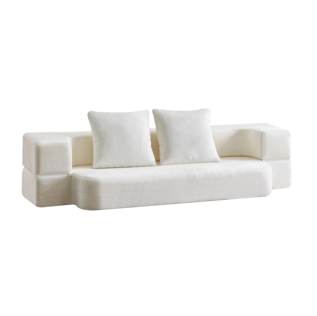 Divano pieghevole 2 posti trasformabile bianco crema