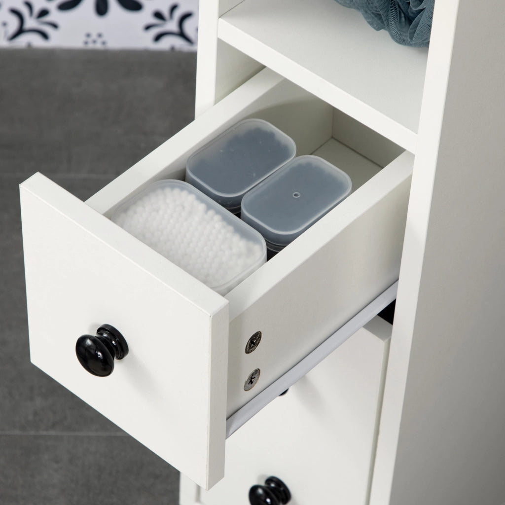 Mobile Bagno con Ruote ¨C Zephmum ¨C Bianco 18x30x68,5 cm