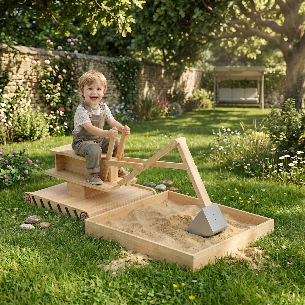 Arenero per Bambini in Legno con Sedile Girevole 360¡ã ¨C zephmum ¨C 184x90x56 cm Naturale