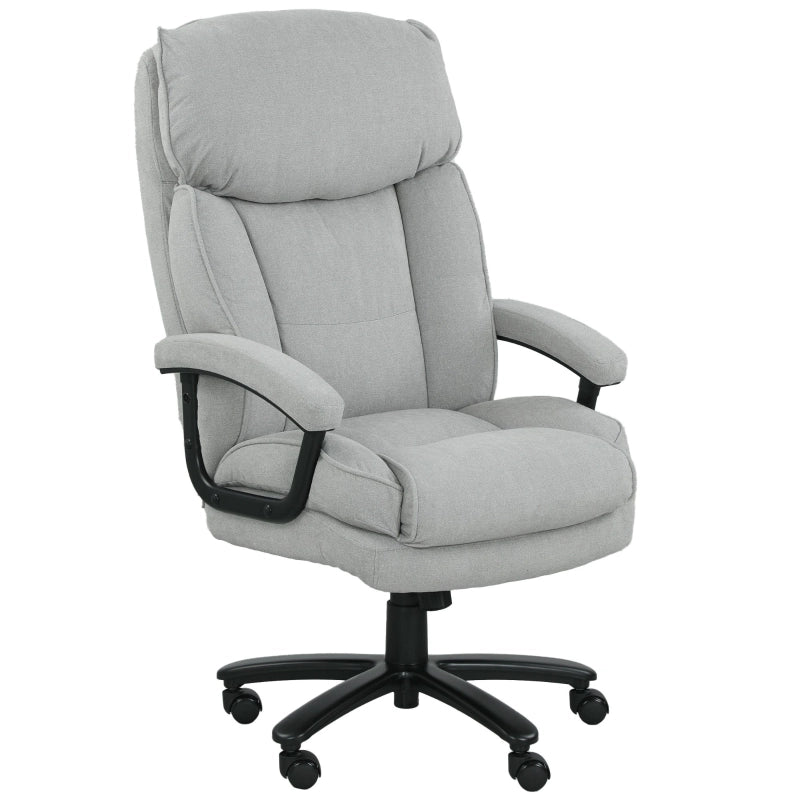 Sedia da ufficio ergonomica alta con funzione basculante e altezza regolabile robusta in poliestere grigio chiaro