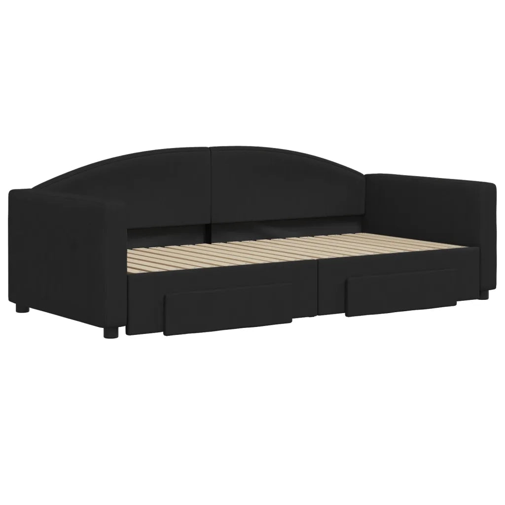 Divano Letto Estraibile con Cassetti-Sofa Letto-Daybed Nero 90x190 cm in Tessuto 567995