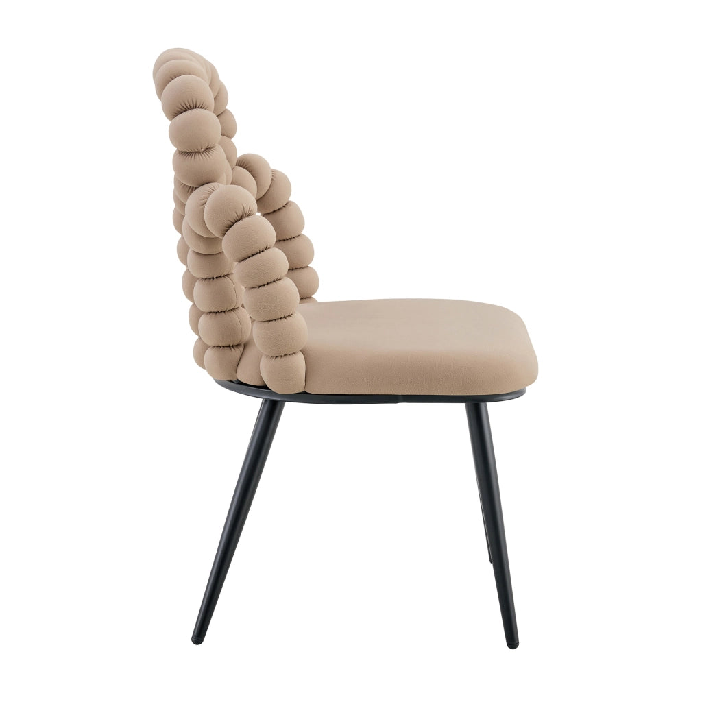 Sedie da Pranzo in Velluto con Schienale e Gambe in Metallo Nero ¨C MINIMAL ¨C Cammello, Set 2 Pezzi