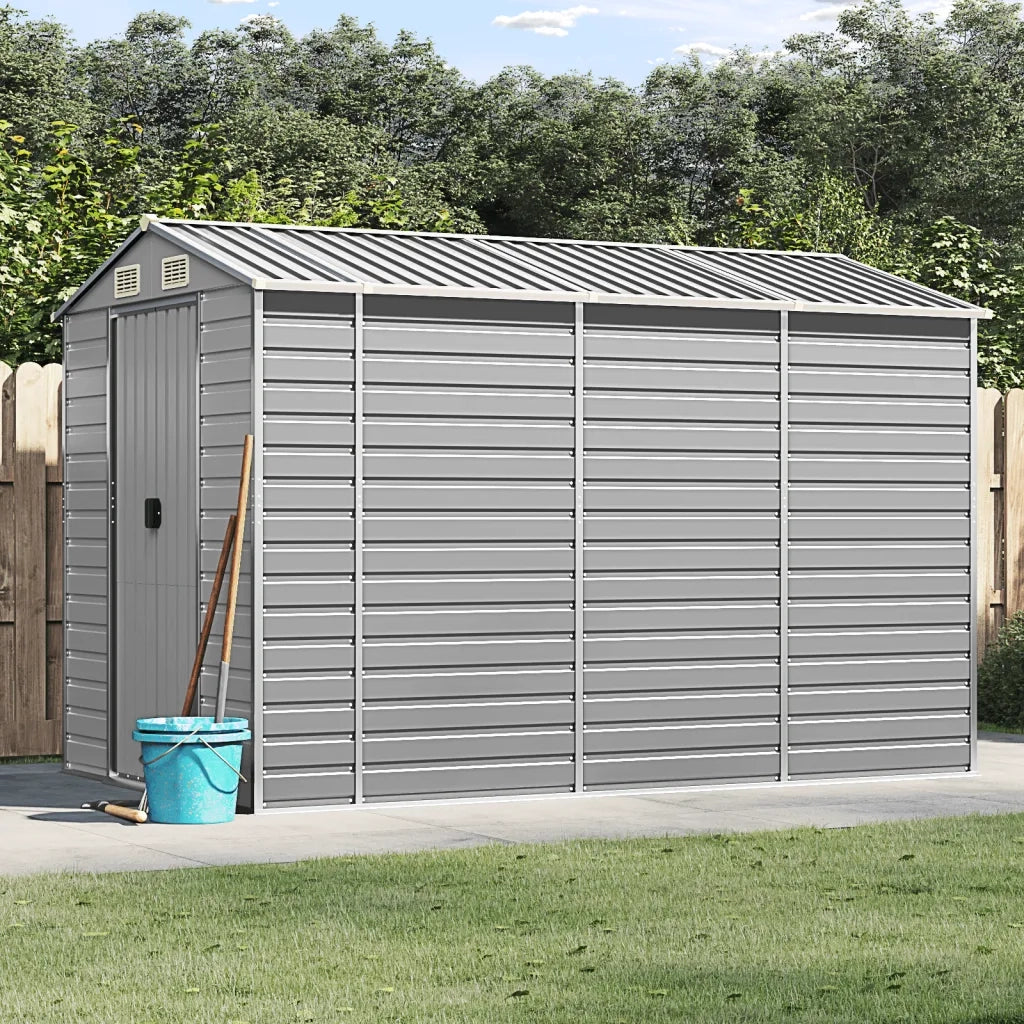 Casetta da giardino grigio chiaro 191x300x198 cm in acciaio zincato 3188244