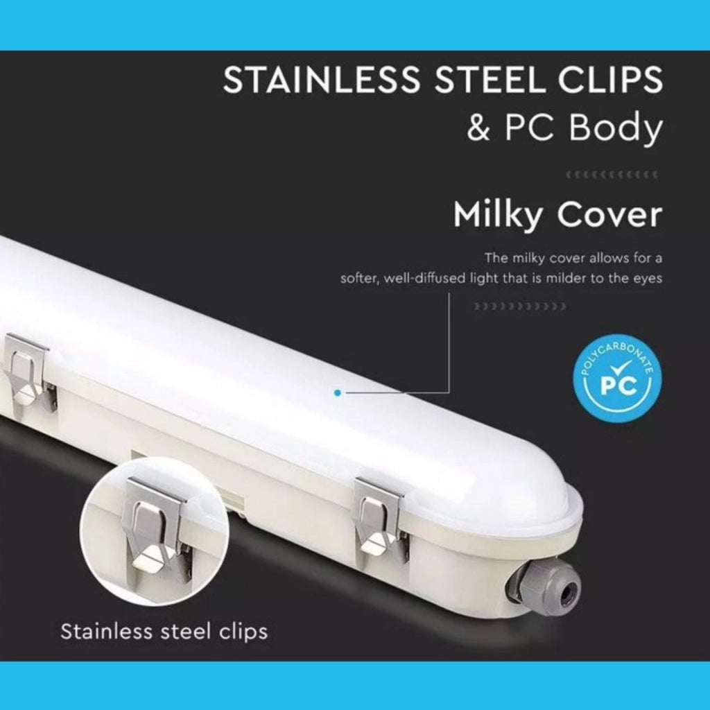 Plafoniera Led 120cm 36W Con Sistema Emergenza Freddo 6400K IP65 120LM/W 4320 lm SKU-2120222
