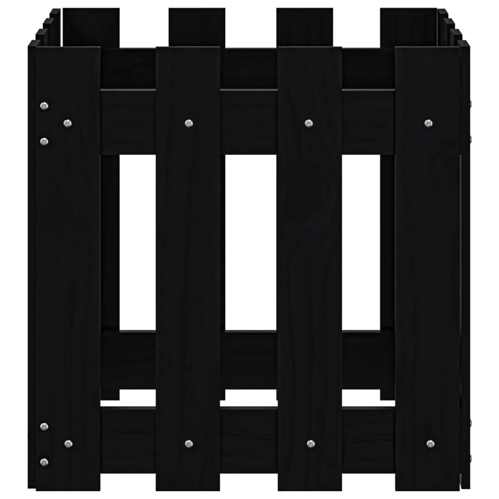 Fioriera rialzata per piante fiori e terrazze con design a recinzione 40 x 40 x 40 cm pino nero massiccio 02_0038096