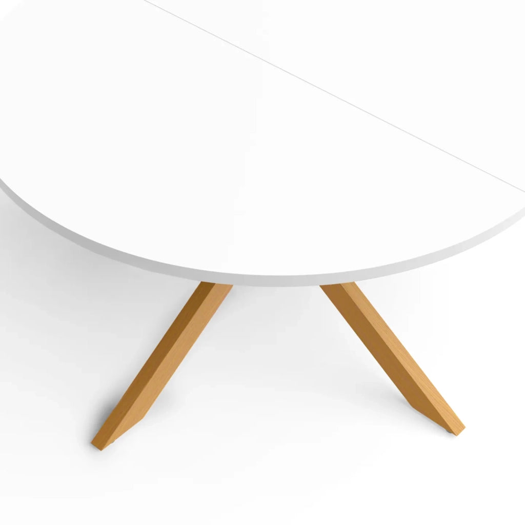 IDMarket - Tavolino rotondo GISELE, 70 cm, gamba a ragno, piano bianco e gamba effetto legno