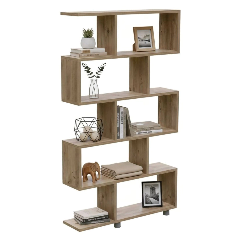 Libreria Severa, Scaffale da ufficio, Mobile portalibri, Biblioteca, 90x20h156 cm, Quercia