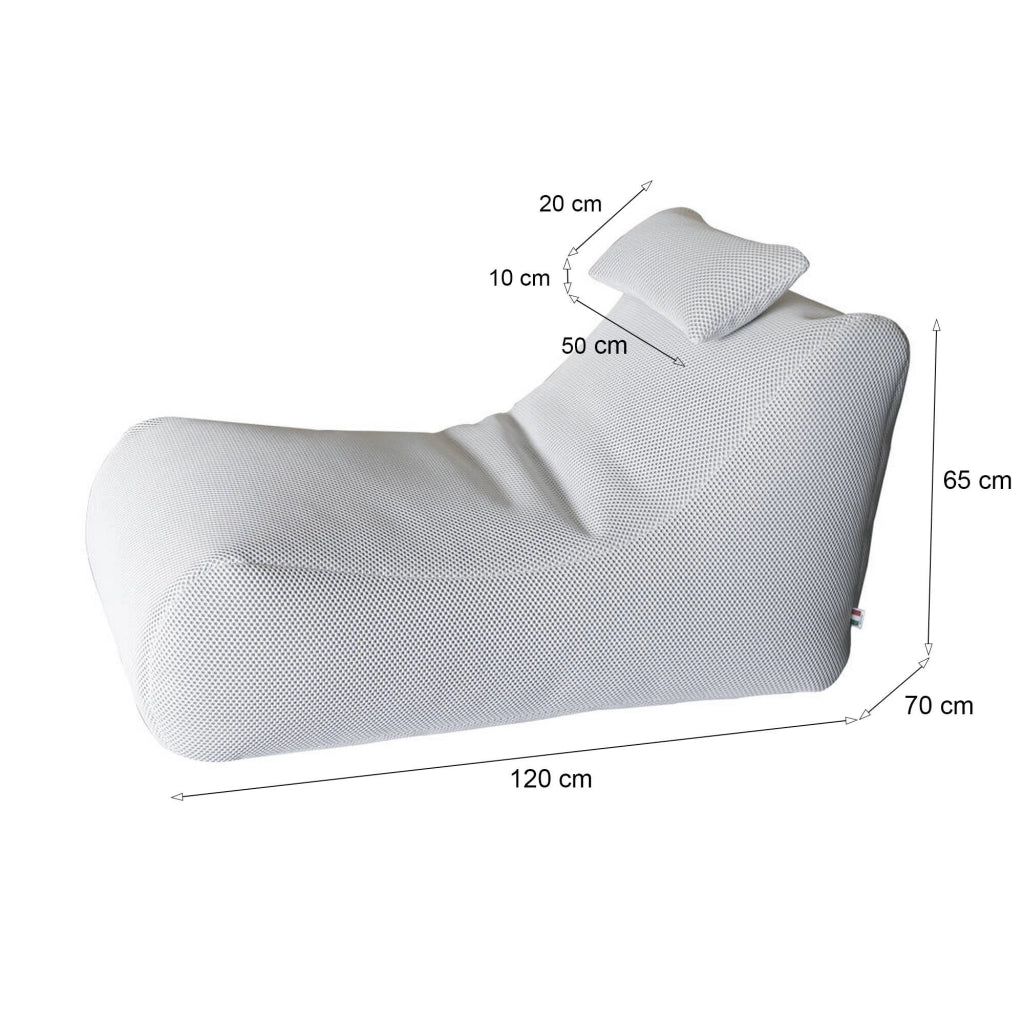 Pouf ??hck, Poltrona multiuso, Poltroncina sacco, Pouf poggiapiedi, Made in Italy, 70x120 h65 cm, Bianco