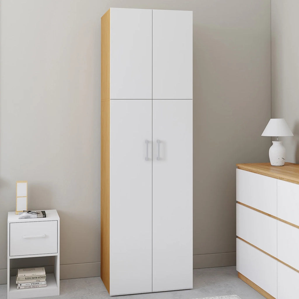 IDMarket - JULIANA armadio a 2 ante bianco e legno 50 cm armadio con ripiano