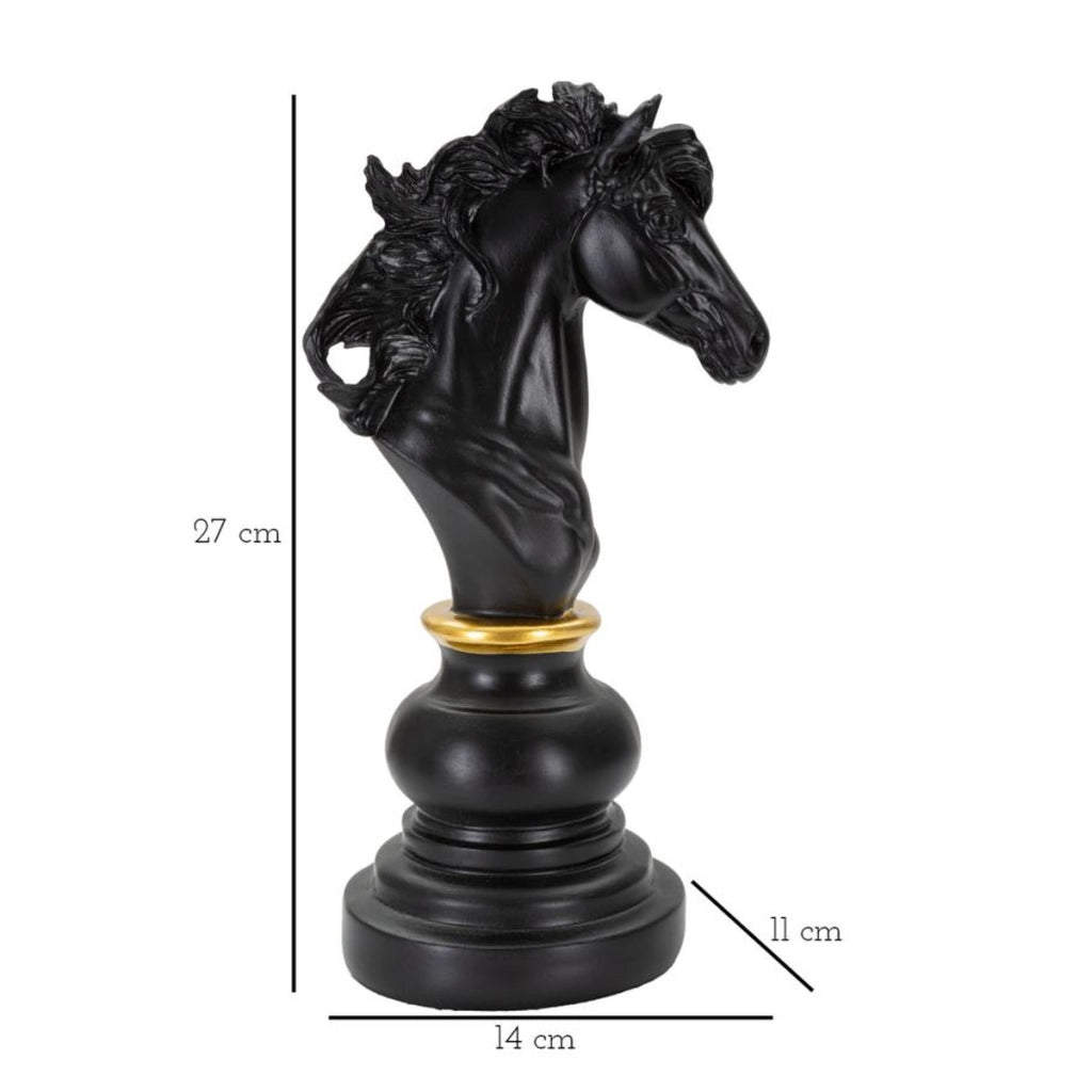 Scultura Scacchi 12, Nero, Poliresina, 14x11x27 cm
