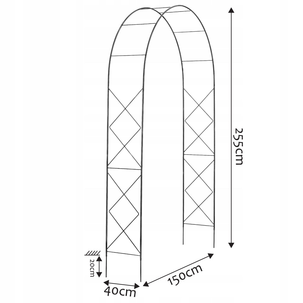 Arco da giardino in metallo KADAX per rose, rampicanti, fiori, supporto per fiori 255 cm