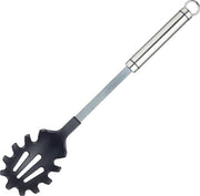 Spazzola per spaghetti con manico ovoidale e coperchio in nylon non stick - Acciaio inossidabile - 36 x 7 x 4 centimetro - Argento/Nero cucchiaio di maionese