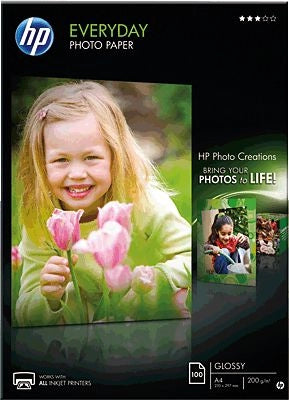 HP Carta fotografica Everyday, lucida, 200 g/m2, A4 (210 x 297 mm), 100 fogli