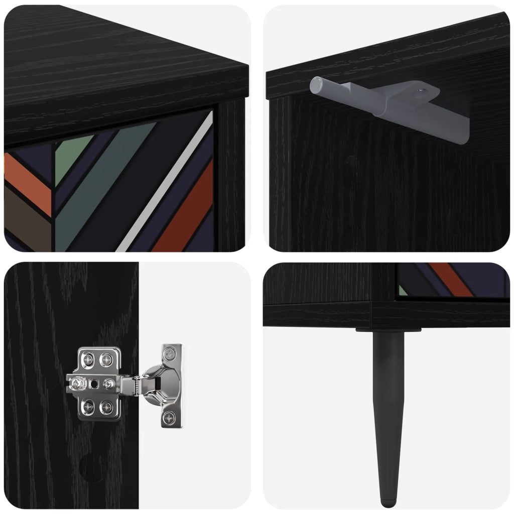 Armadio da Notte OMMEN 2 pz Rovere Nero 36 x 33 x 51 cm 8007250