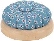 Cuscino da ago a forma di melone - base in legno - contenitore per ago - astuccio per aghi - aghi - facile da portare - cuscino da ago