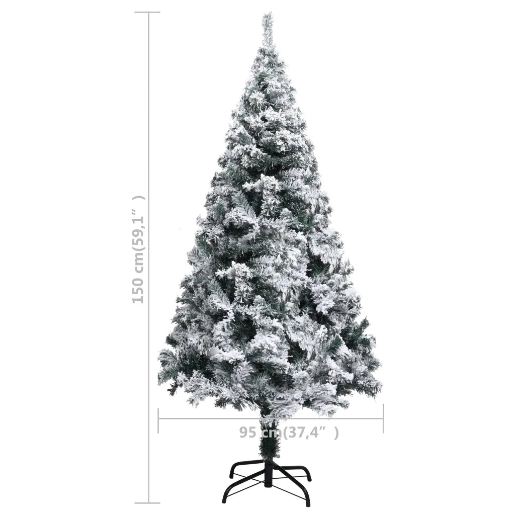 Albero di Natale Artificiale con Neve Fioccata Verde 150 cm PVC 320963