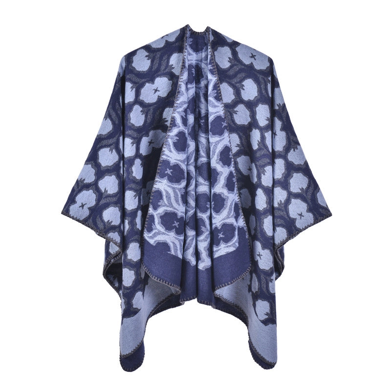 Nuovo scialle diviso in jacquard di cashmere da donna, caldo e spesso.