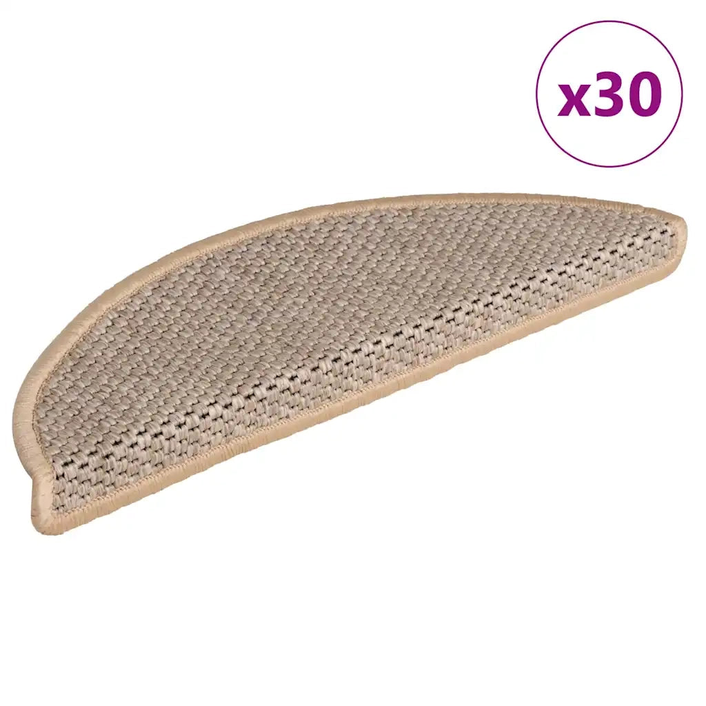 Tappeti Adesivi Scale Aspetto Sisal 30pz 56x17x3cm Beige Chiaro