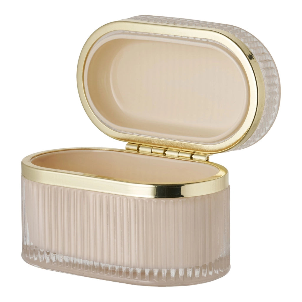 Scatola Portaoggetti Love, Beige, Vetro, 13,5x8x9 cm