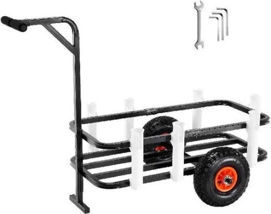 Viskar - Hengelwagen con Ruote da 28cm - Portata 90kg - Spazio di Stoccaggio Multifunzionale - Dimensioni 128x67x89 cm