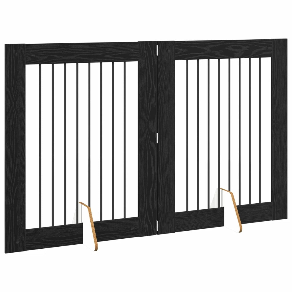 Cancello per cani con supporti 2 pz Rovere Nero 80 x 100 cm CFW4285285