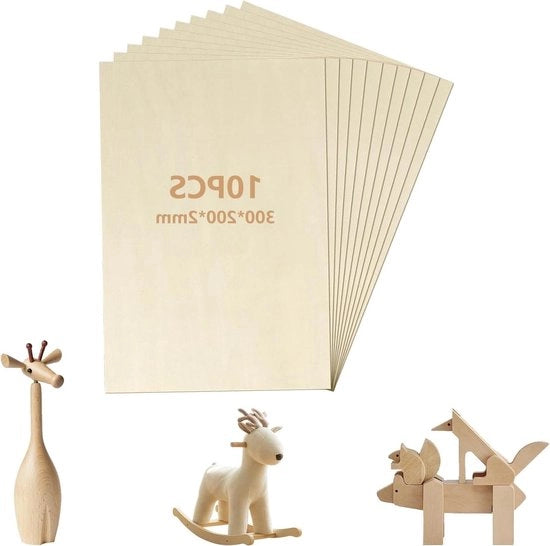 Multiplex a 300 x 200 x 2 mm in balsa per lavori di laser, piastre multiplex non finite per hobby e artigianato.