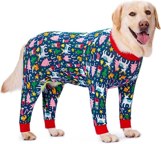 Abbigliamento per Cani Grande Dimensione 4XL Protezione Articolazioni Pigiamino a Tuta Verde Natale
