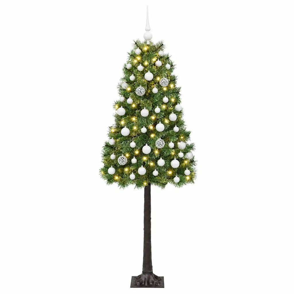 Albero di Natale artificiale con rami snodati e palline 120 cm 3466121