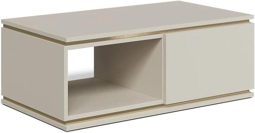 Tavolino Linette, Cachemire, 90 x 50 cm con cassetto, Meccanismo push-to-open per un'apertura silenziosa