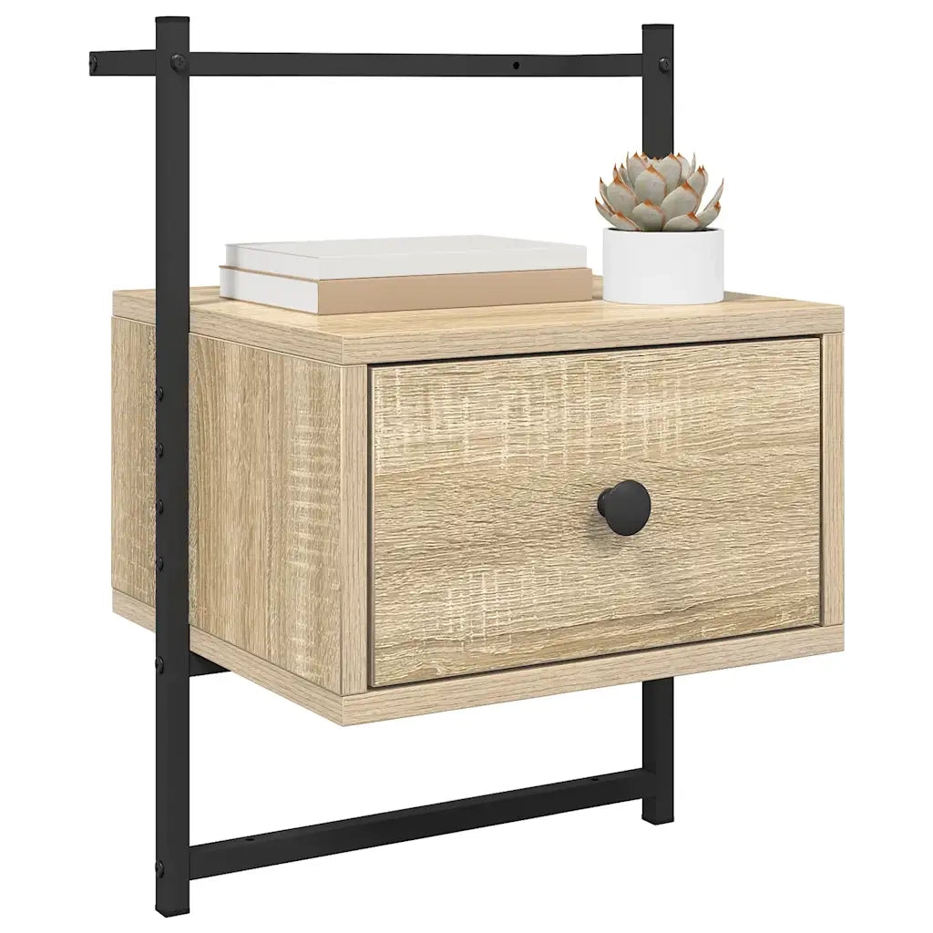 Comodino a Muro Rovere Sonoma 35x30x51 cm Legno Multistrato 833445