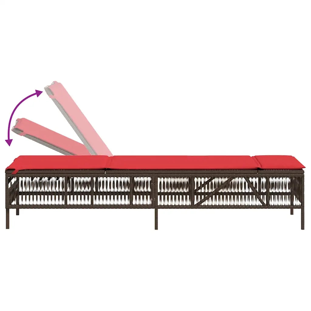 Lettini prendisole 2 pz con Tavolino in Polyrattan Marrone 4002753
