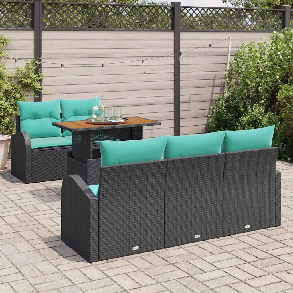 Set Divano da Giardino con archiviazione 6 pcs Nero Poly Rattan 3358265