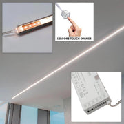 Trade Shop - Kit 3pz Barra Led 36w Profilo Alimentatore 12v Luce 4000k Dimmerabile Sensore Touch -